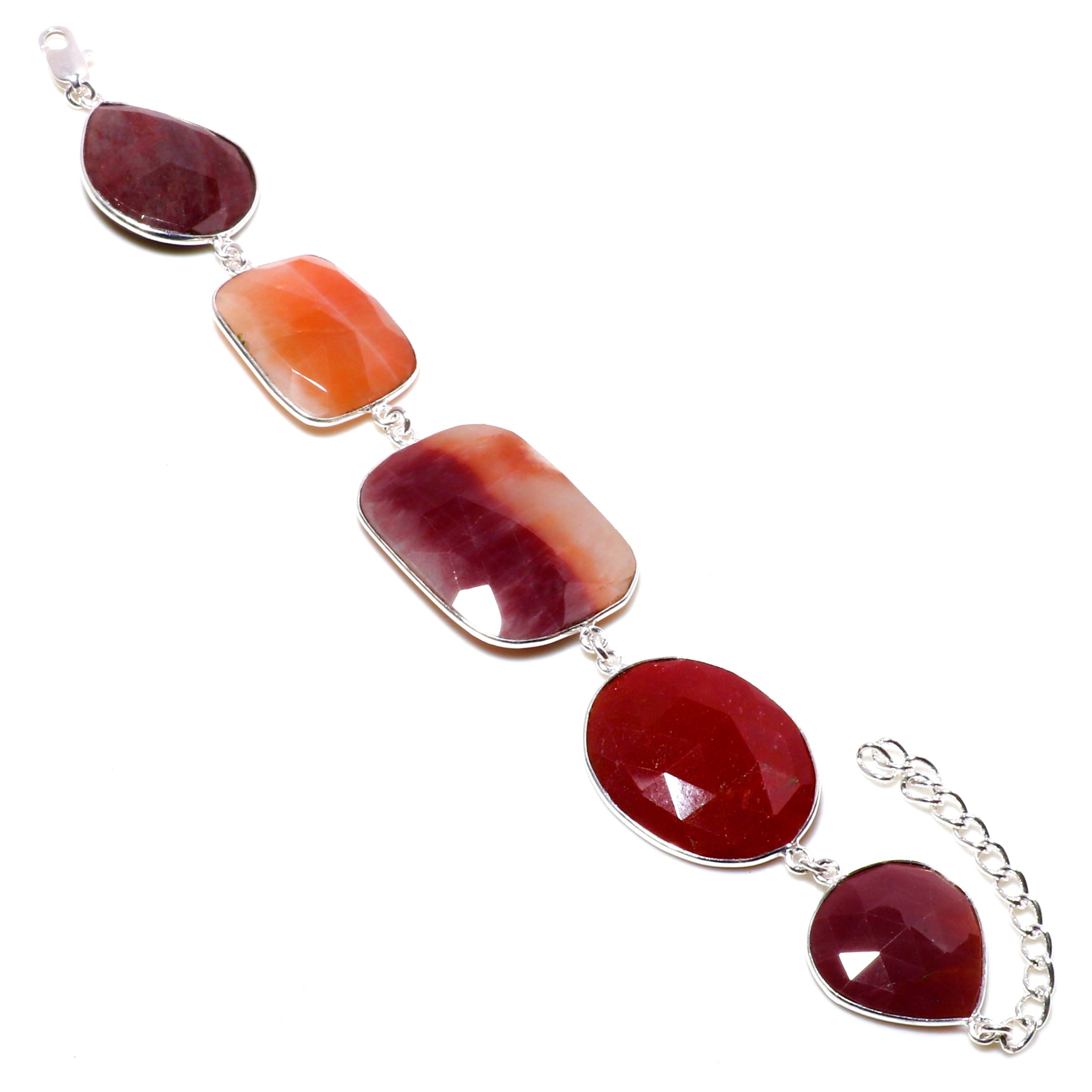 Natural Red Aventurine Chain Fine Gemstone Bracelet 