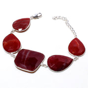 Natural Red Aventurine Tennis Fine Gemstone Bracelet 