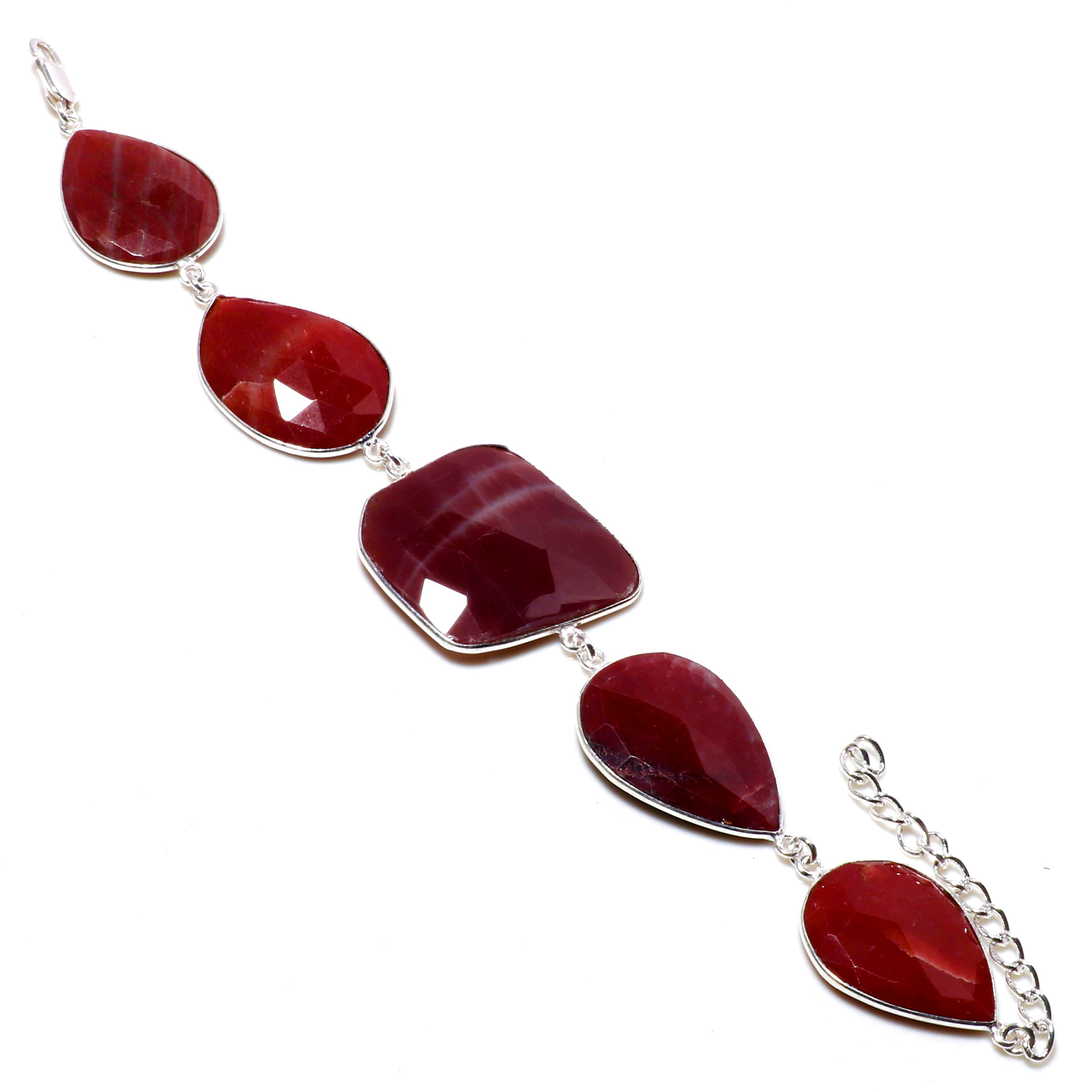 Natural Red Aventurine Tennis Fine Gemstone Bracelet 