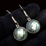 Natural Dark Gray Labradorite Drop/Dangle Fine Gemstone Earrings 