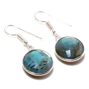 Natural Dark Gray Labradorite Drop/Dangle Fine Gemstone Earrings 