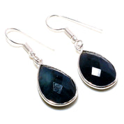 Natural Dark Gray Labradorite Drop/Dangle Fine Gemstone Earrings 