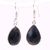 Natural Dark Gray Labradorite Drop/Dangle Fine Gemstone Earrings 