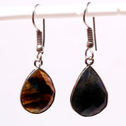 Natural Dark Gray Labradorite Drop/Dangle Fine Gemstone Earrings 