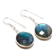 Natural Dark Gray Labradorite Drop/Dangle Fine Gemstone Earrings 