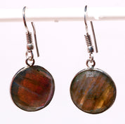 Natural Dark Gray Labradorite Drop/Dangle Fine Gemstone Earrings 