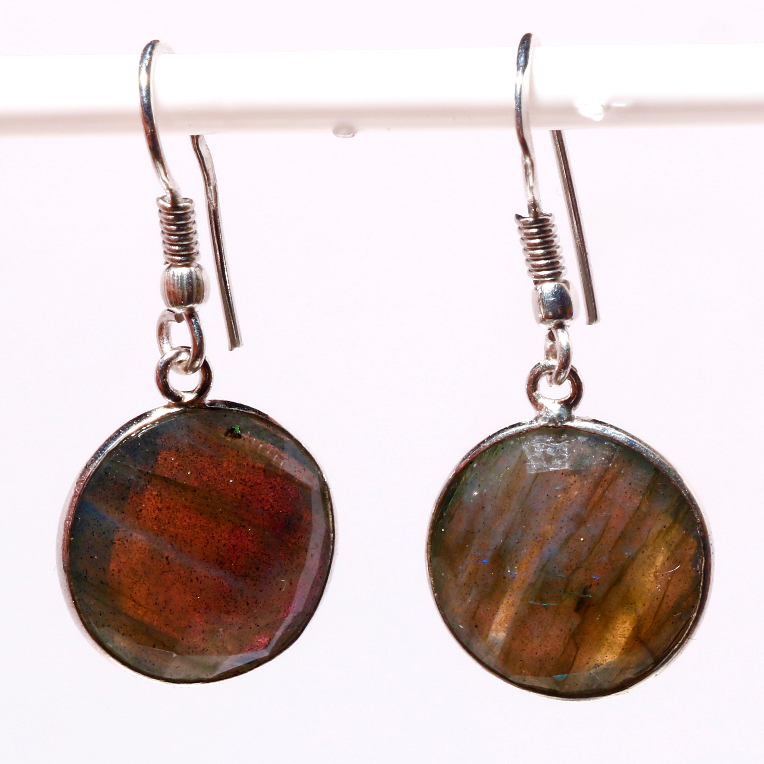 Natural Dark Gray Labradorite Drop/Dangle Fine Gemstone Earrings 