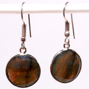 Natural Dark Gray Labradorite Drop/Dangle Fine Gemstone Earrings 