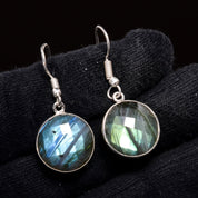 Natural Dark Gray Labradorite Drop/Dangle Fine Gemstone Earrings 