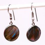 Natural Dark Gray Labradorite Drop/Dangle Fine Gemstone Earrings 