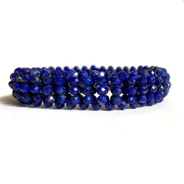 Natural Blue Lapis Lazuli Beaded Fine Gemstone Bracelet 