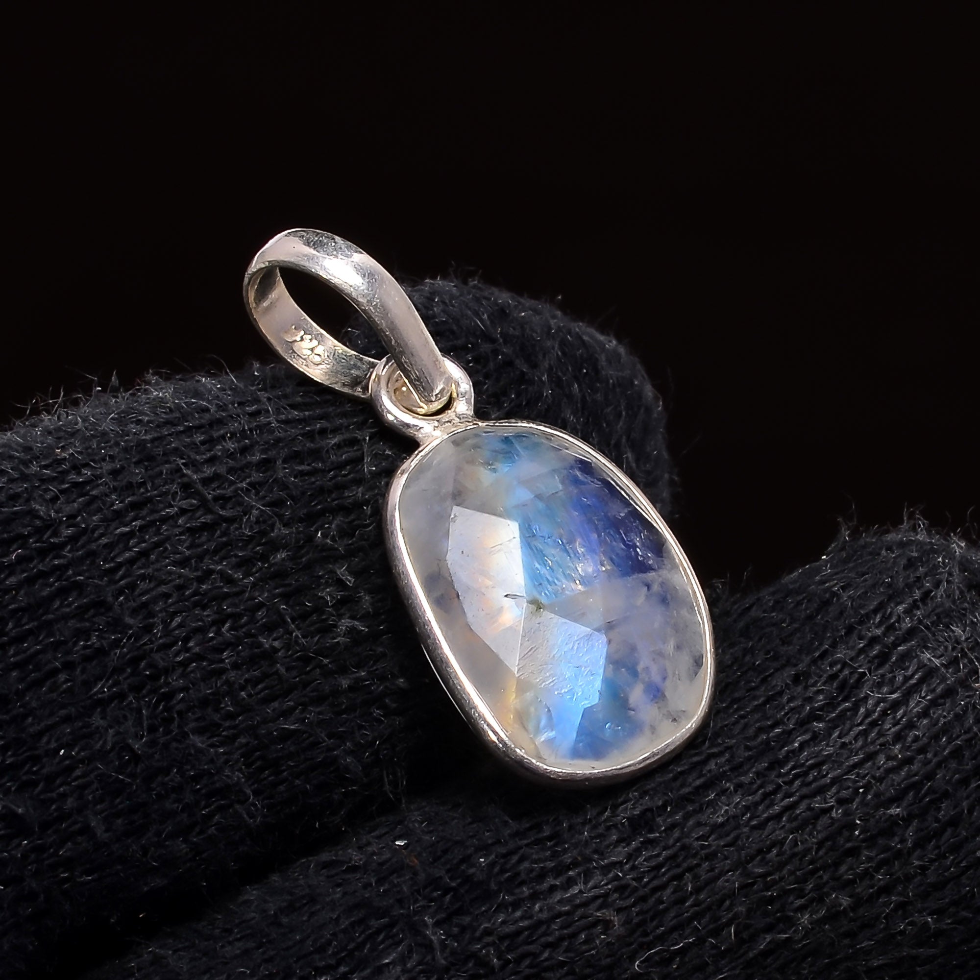 Natural Sky Blue Rainbow Moonstone Pendant Fine Gemstone Pendant 