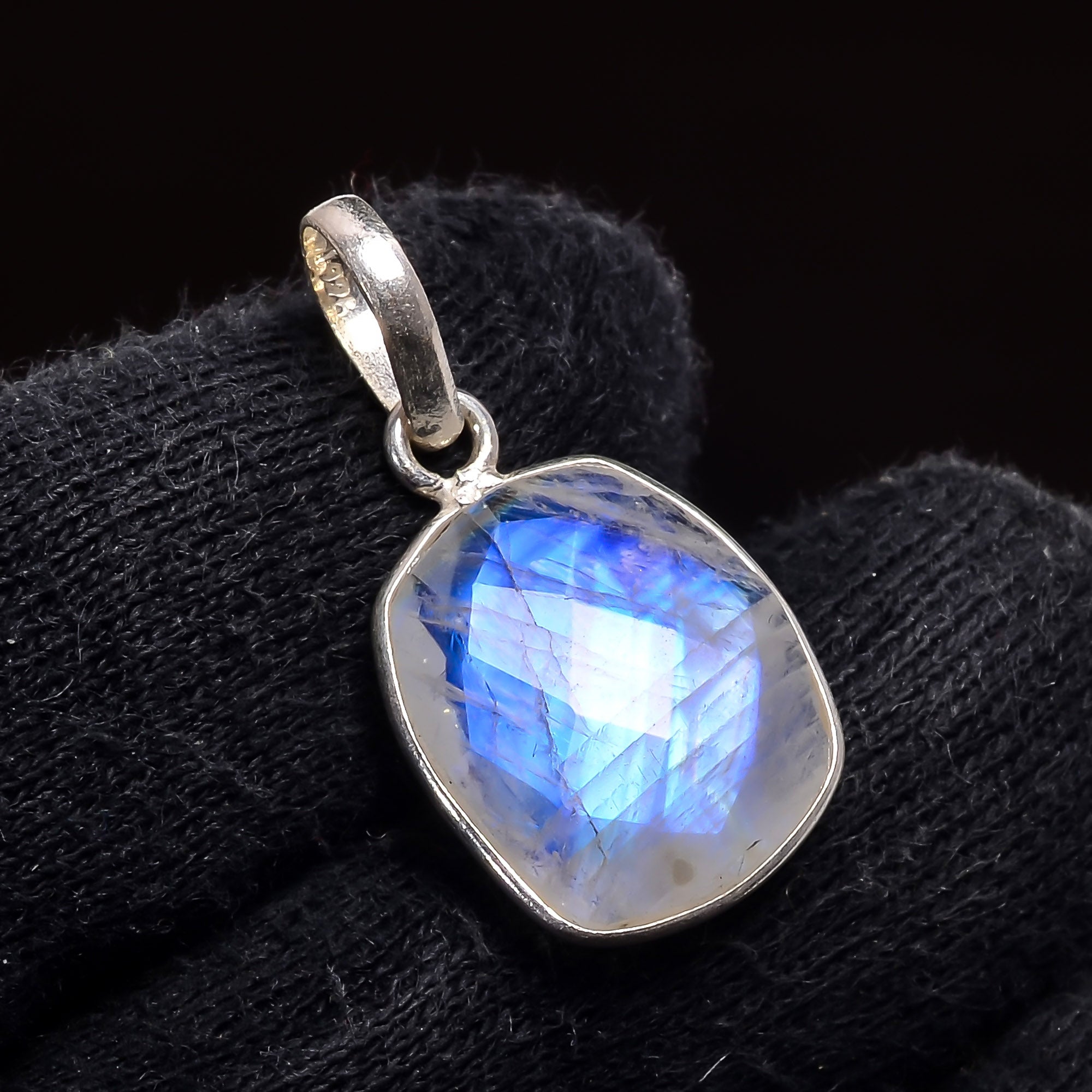 Natural Sky Blue Rainbow Moonstone Pendant Fine Gemstone Pendant 