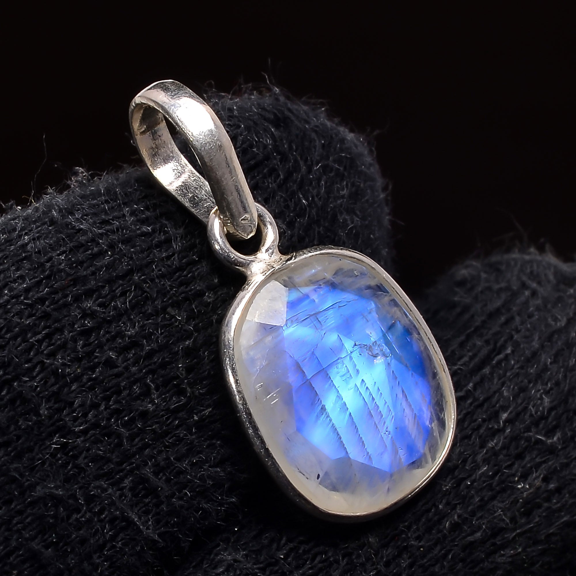 Natural Sky Blue Rainbow Moonstone Pendant Fine Gemstone Pendant 