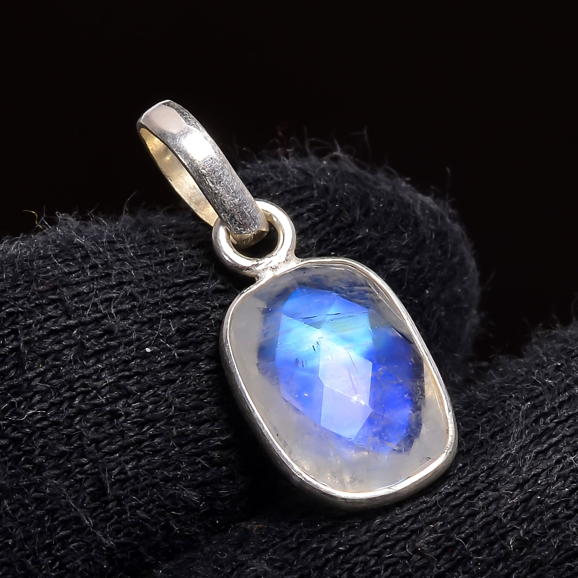 Natural Sky Blue Rainbow Moonstone Pendant Fine Gemstone Pendant 