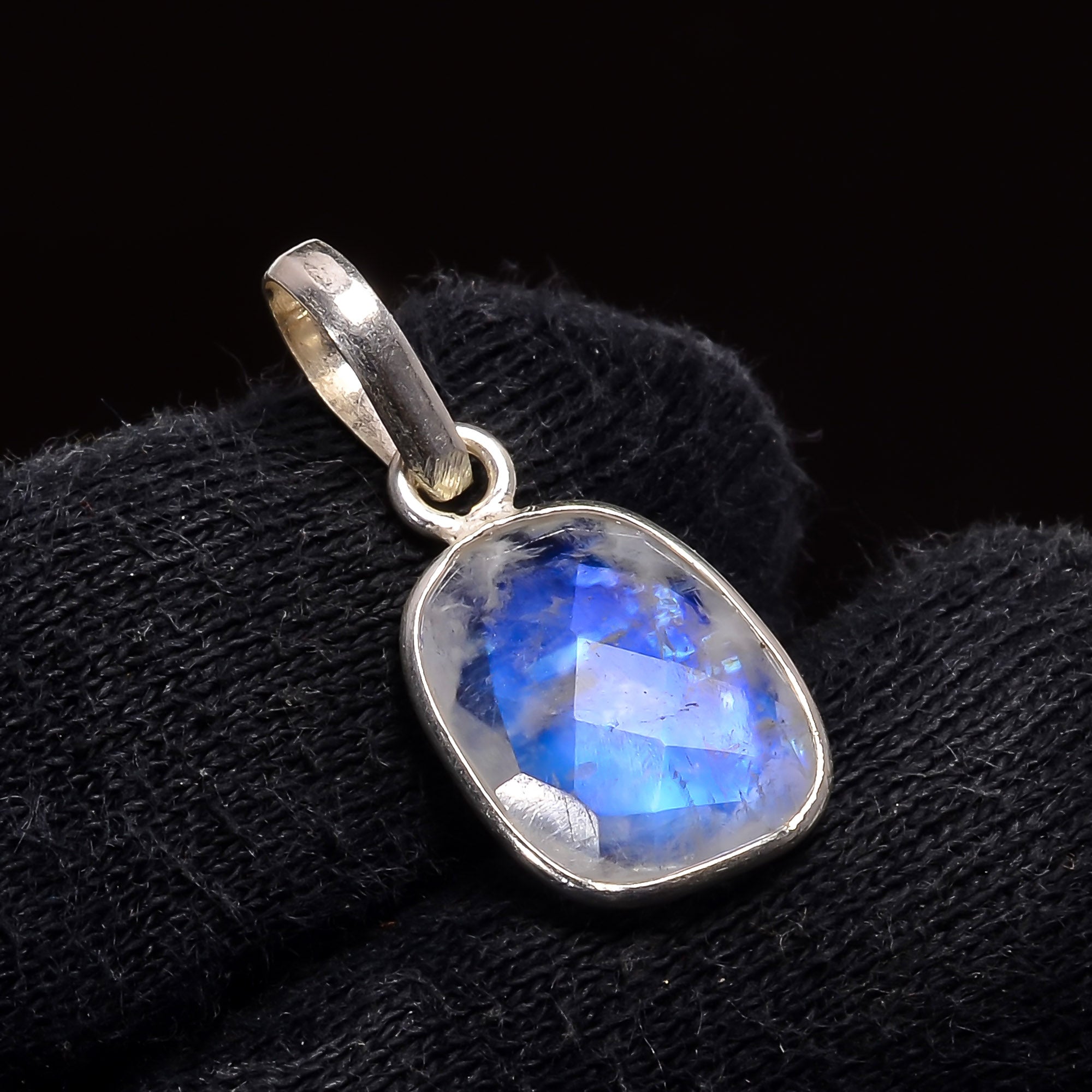 Natural Sky Blue Rainbow Moonstone Pendant Fine Gemstone Pendant 