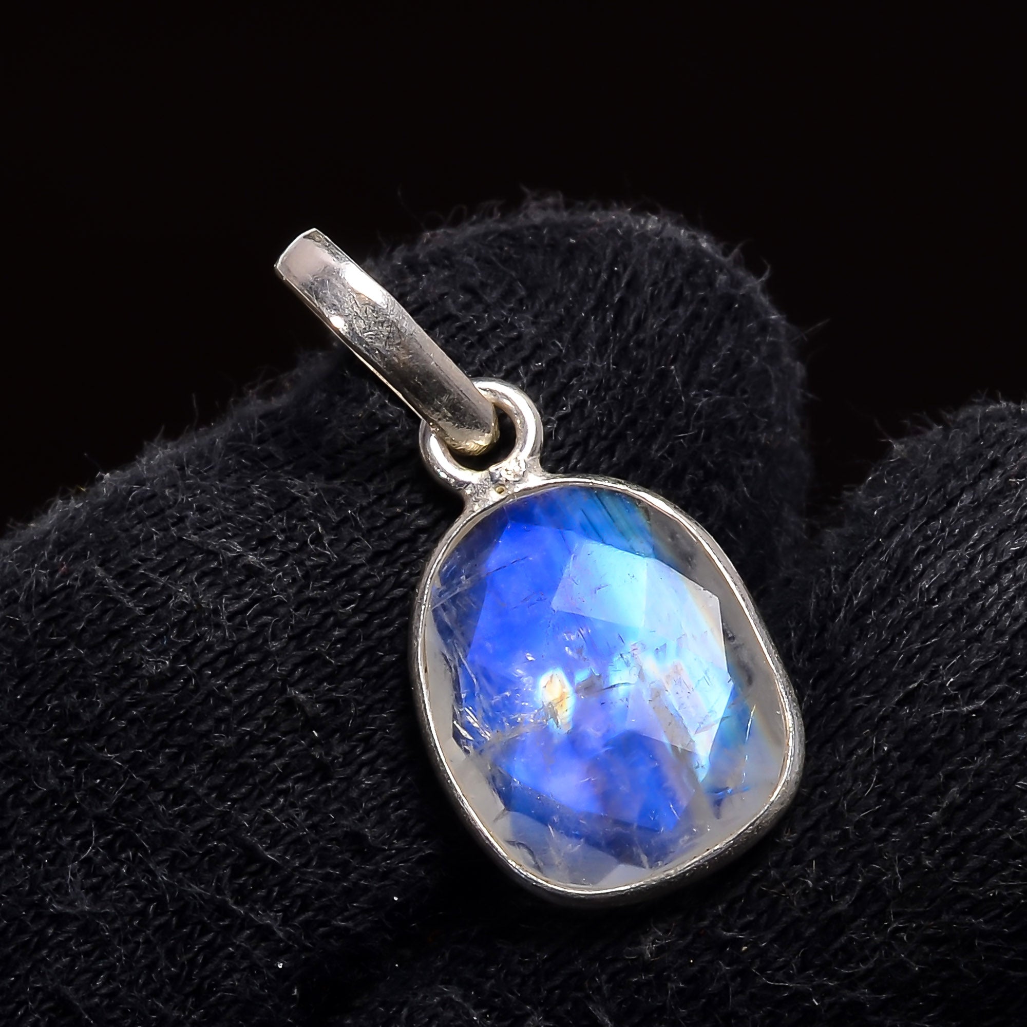 Natural Sky Blue Rainbow Moonstone Pendant Fine Gemstone Pendant 