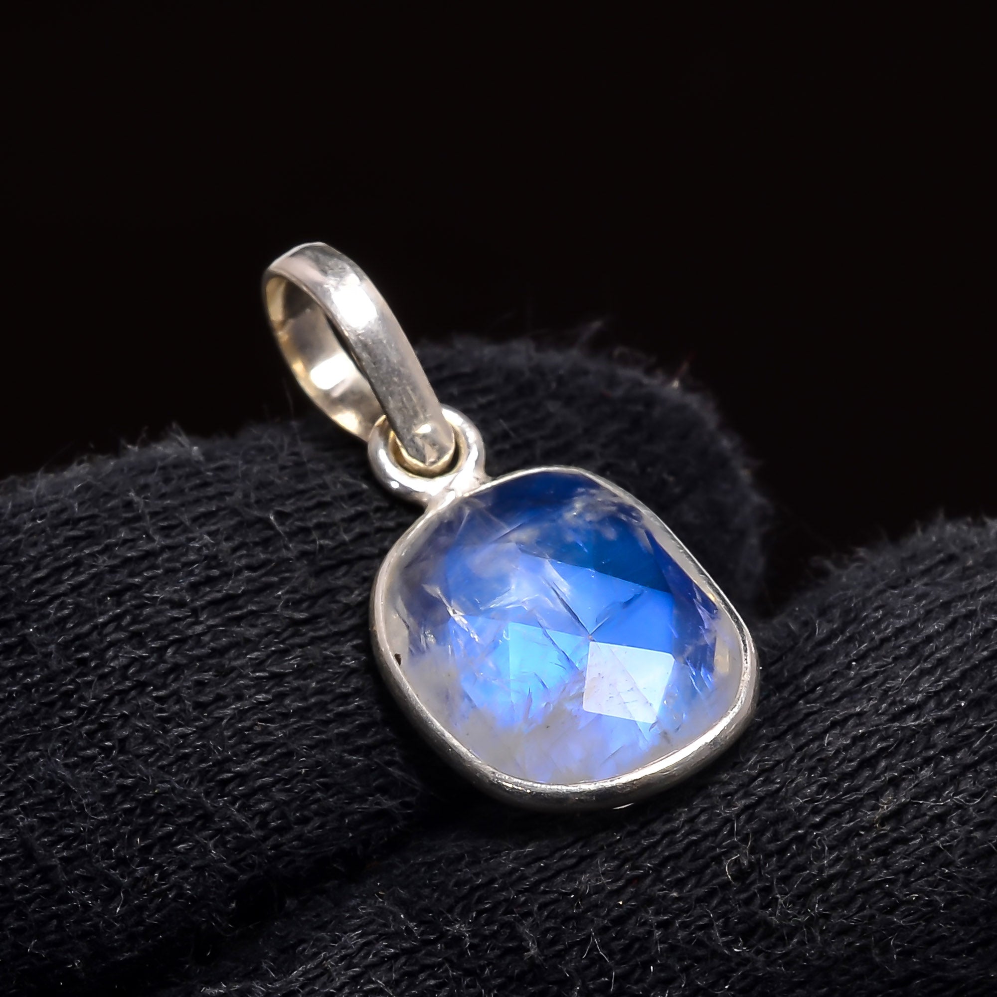 Natural Sky Blue Rainbow Moonstone Pendant Fine Gemstone Pendant 