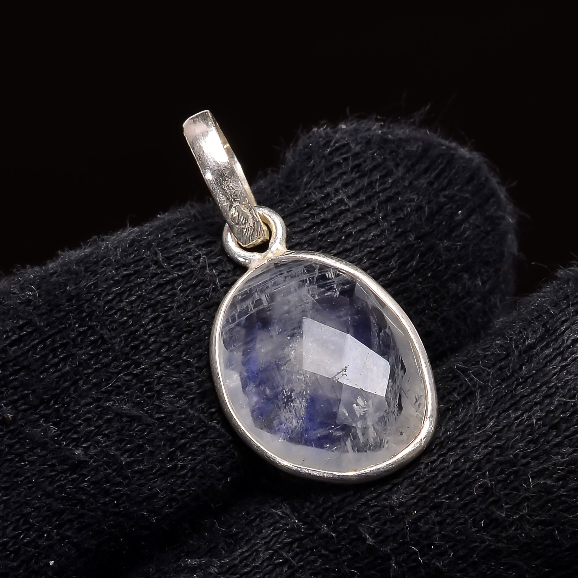 Natural Sky Blue Rainbow Moonstone Pendant Fine Gemstone Pendant 