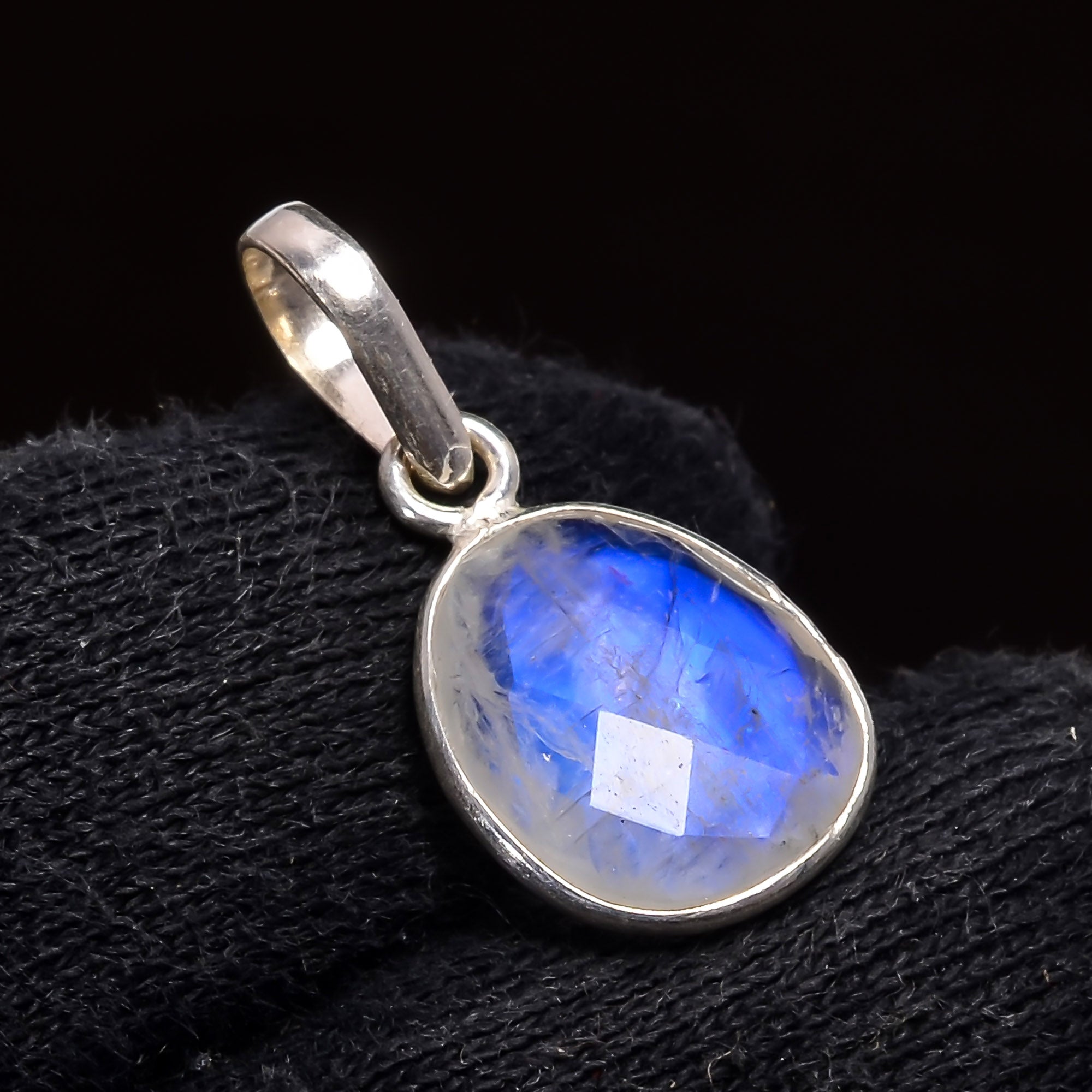 Natural Sky Blue Rainbow Moonstone Pendant Fine Gemstone Pendant 