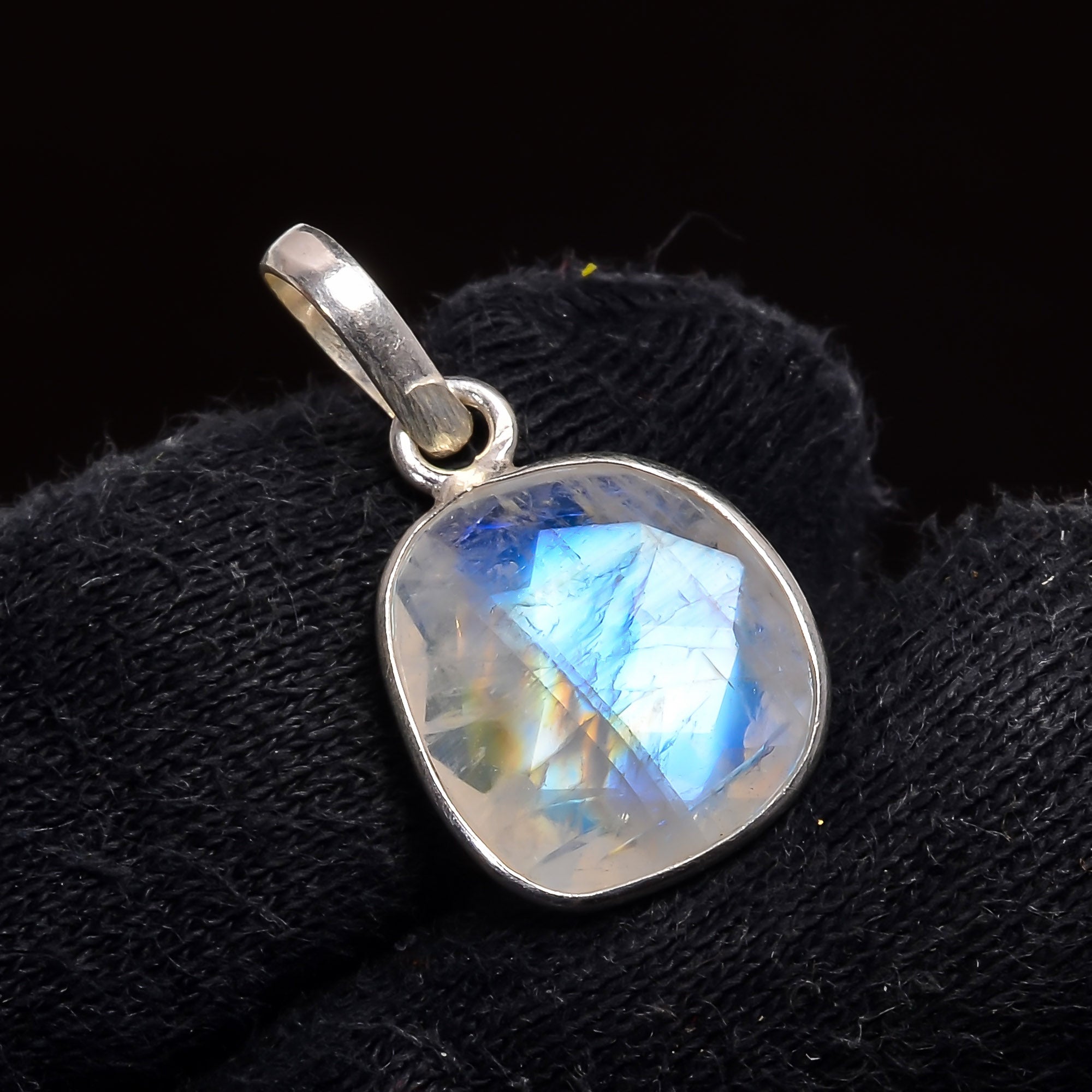 Natural Sky Blue Rainbow Moonstone Pendant Fine Gemstone Pendant 