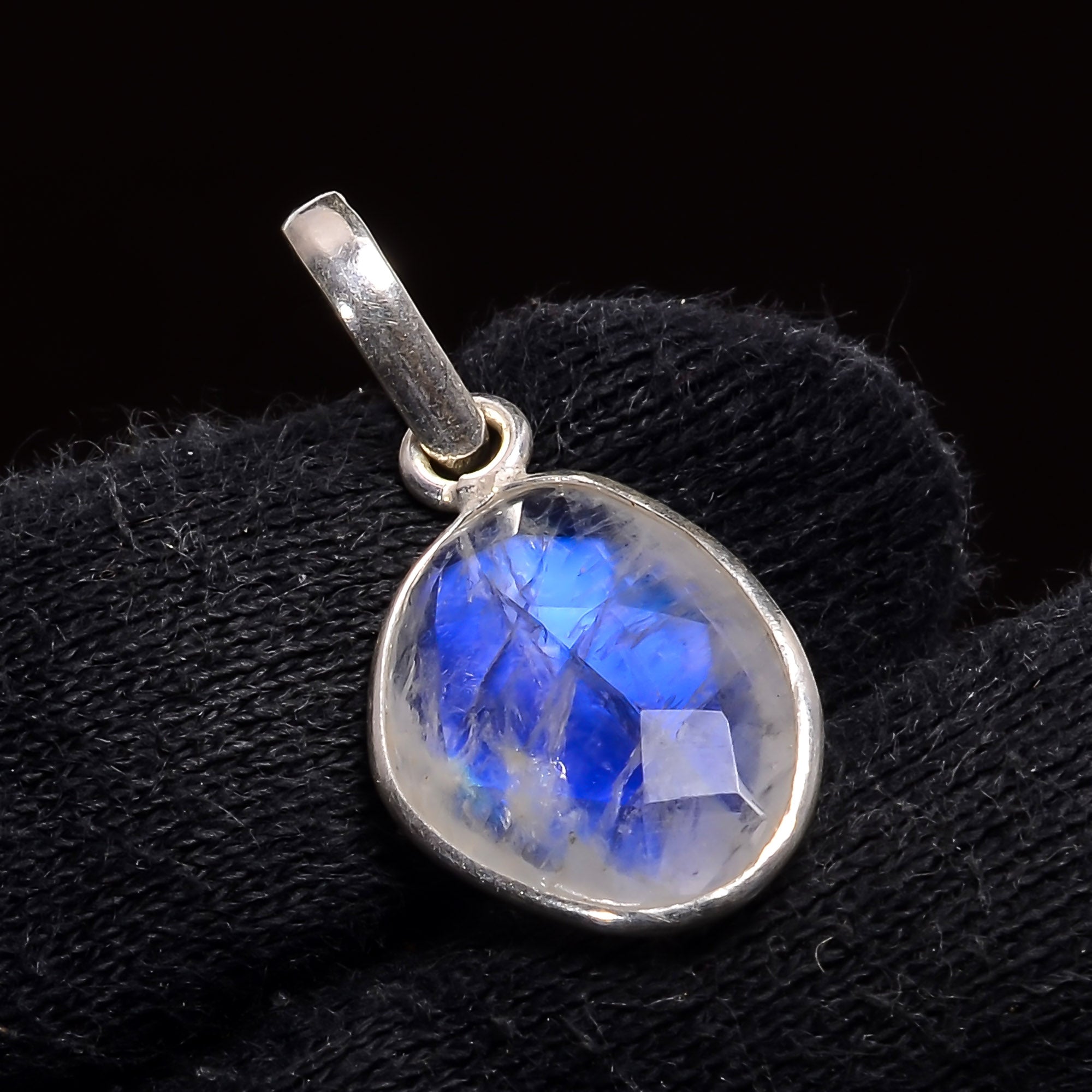 Natural Sky Blue Rainbow Moonstone Pendant Fine Gemstone Pendant 