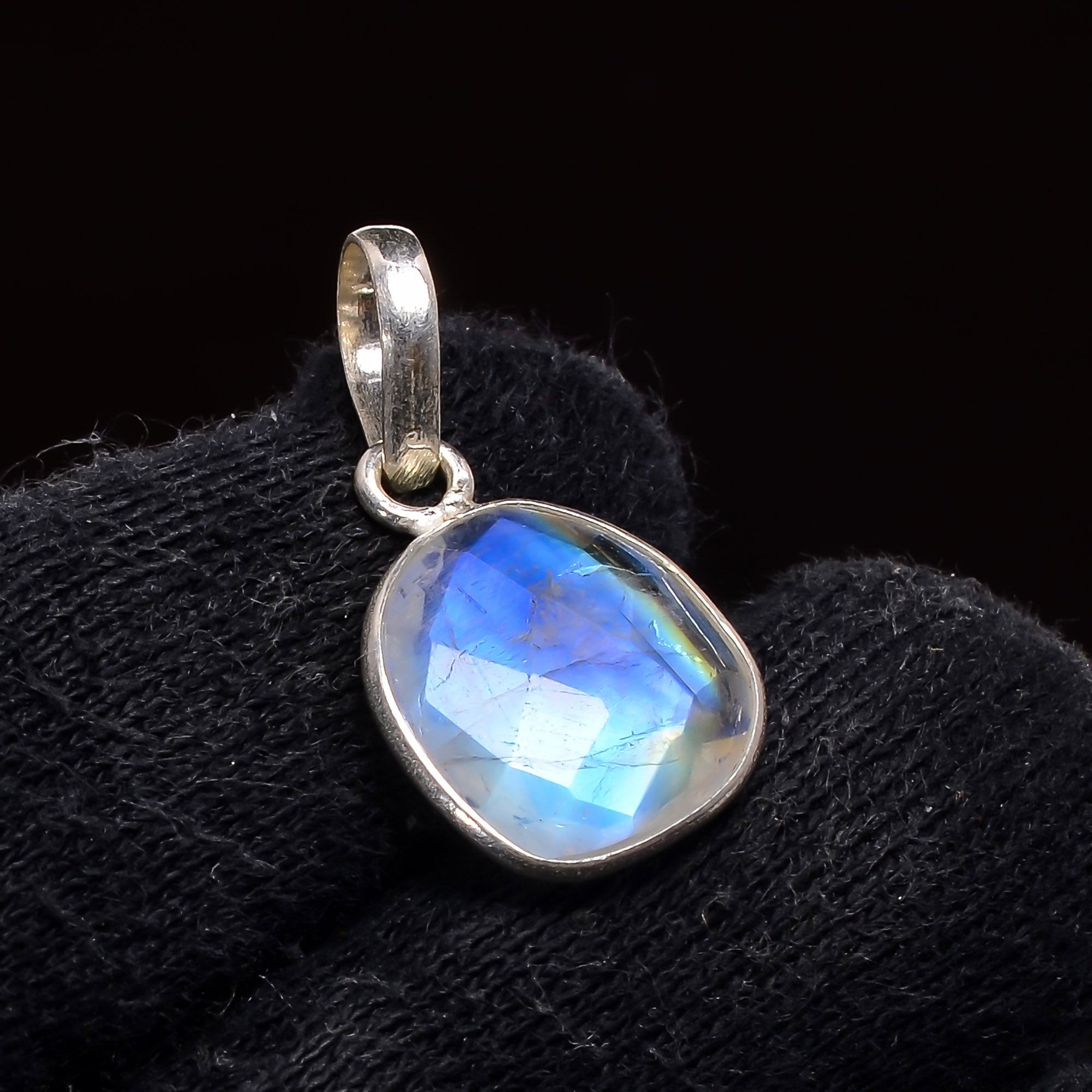 Natural Sky Blue Rainbow Moonstone Pendant Fine Gemstone Pendant 