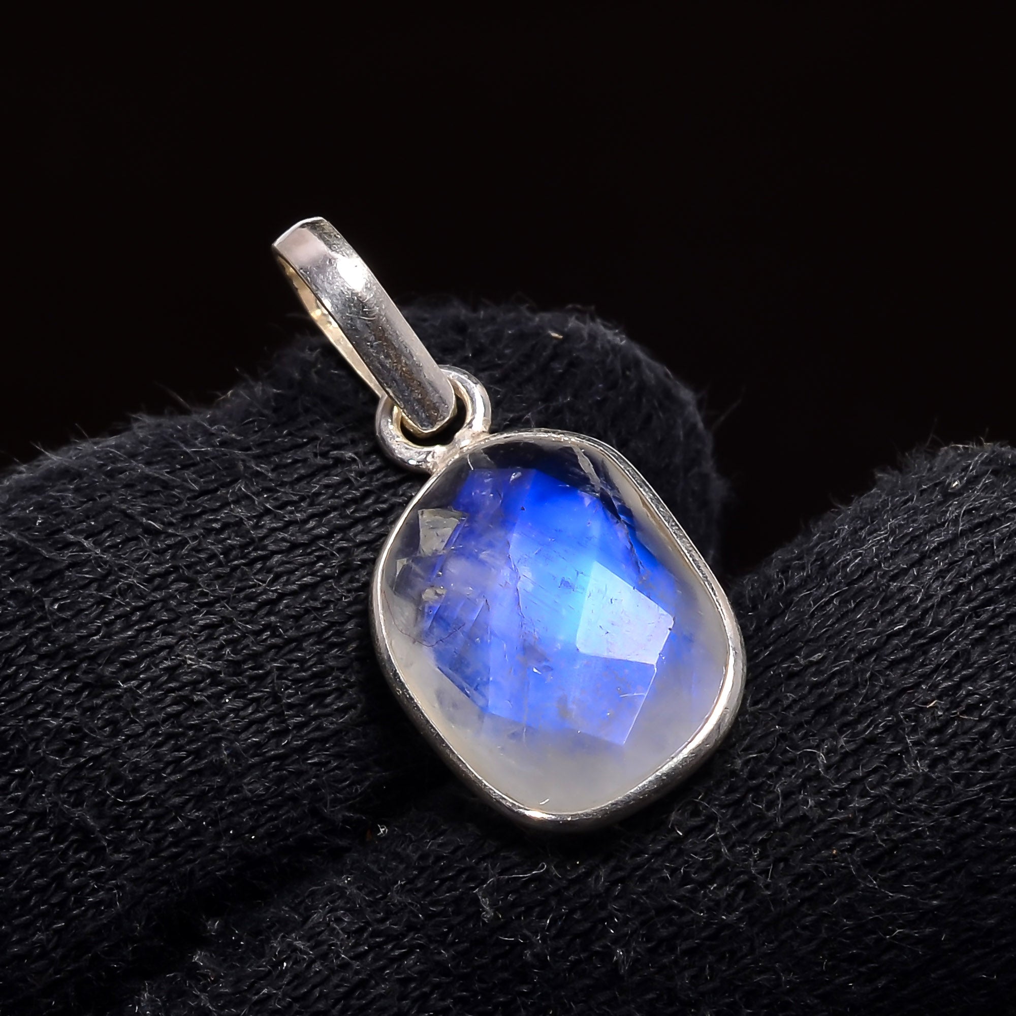 Natural Sky Blue Rainbow Moonstone Pendant Fine Gemstone Pendant 