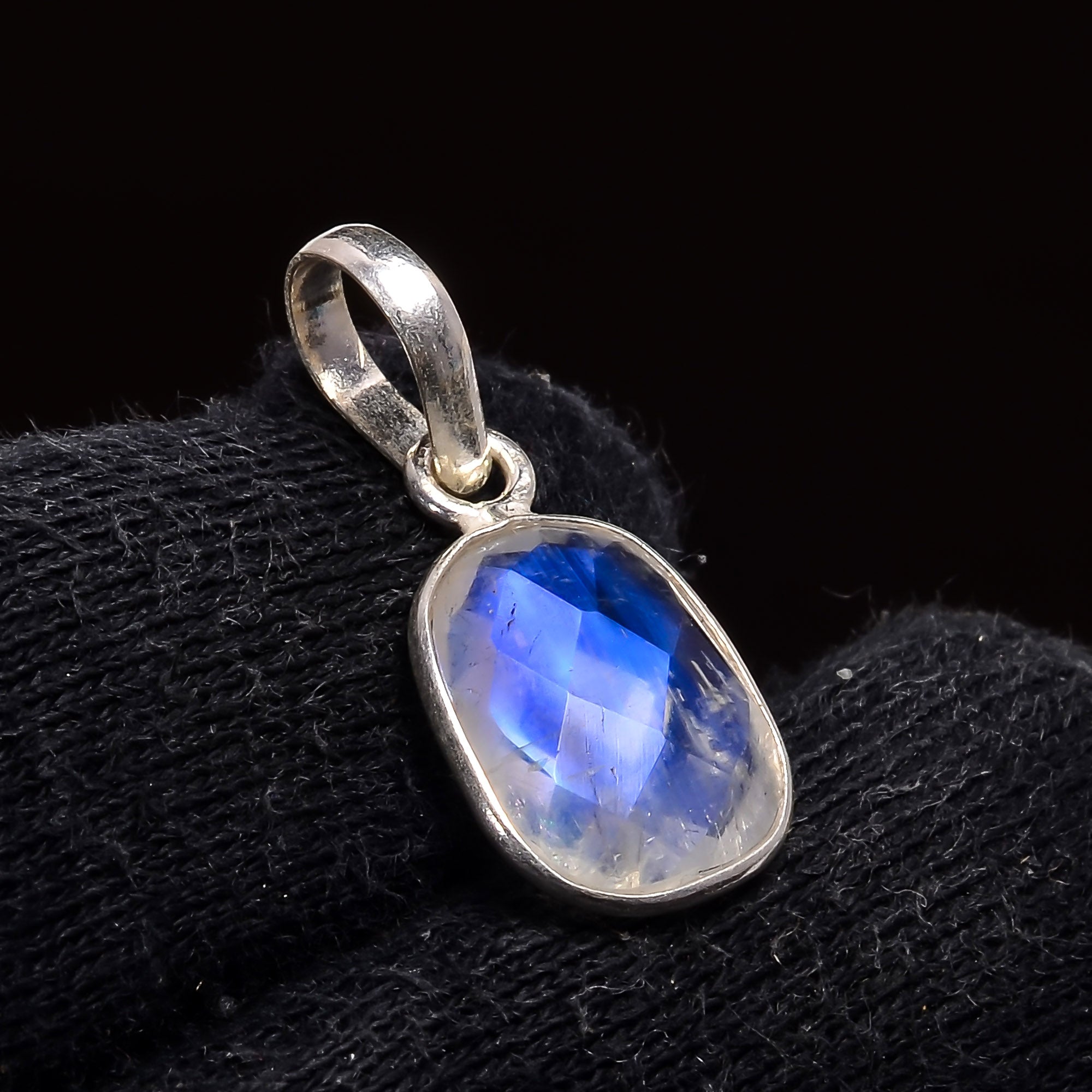 Natural Sky Blue Rainbow Moonstone Pendant Fine Gemstone Pendant 