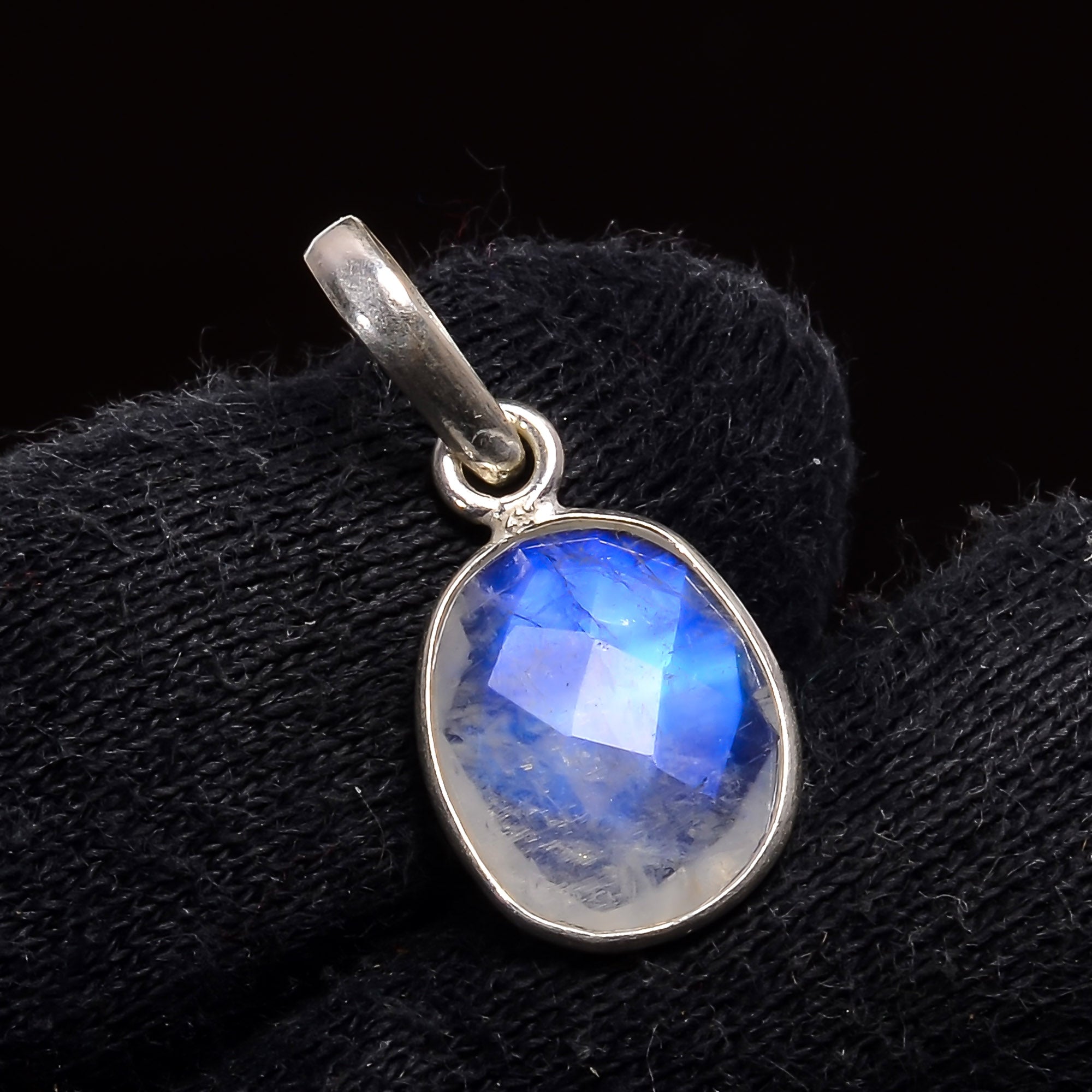 Natural Sky Blue Rainbow Moonstone Pendant Fine Gemstone Pendant 