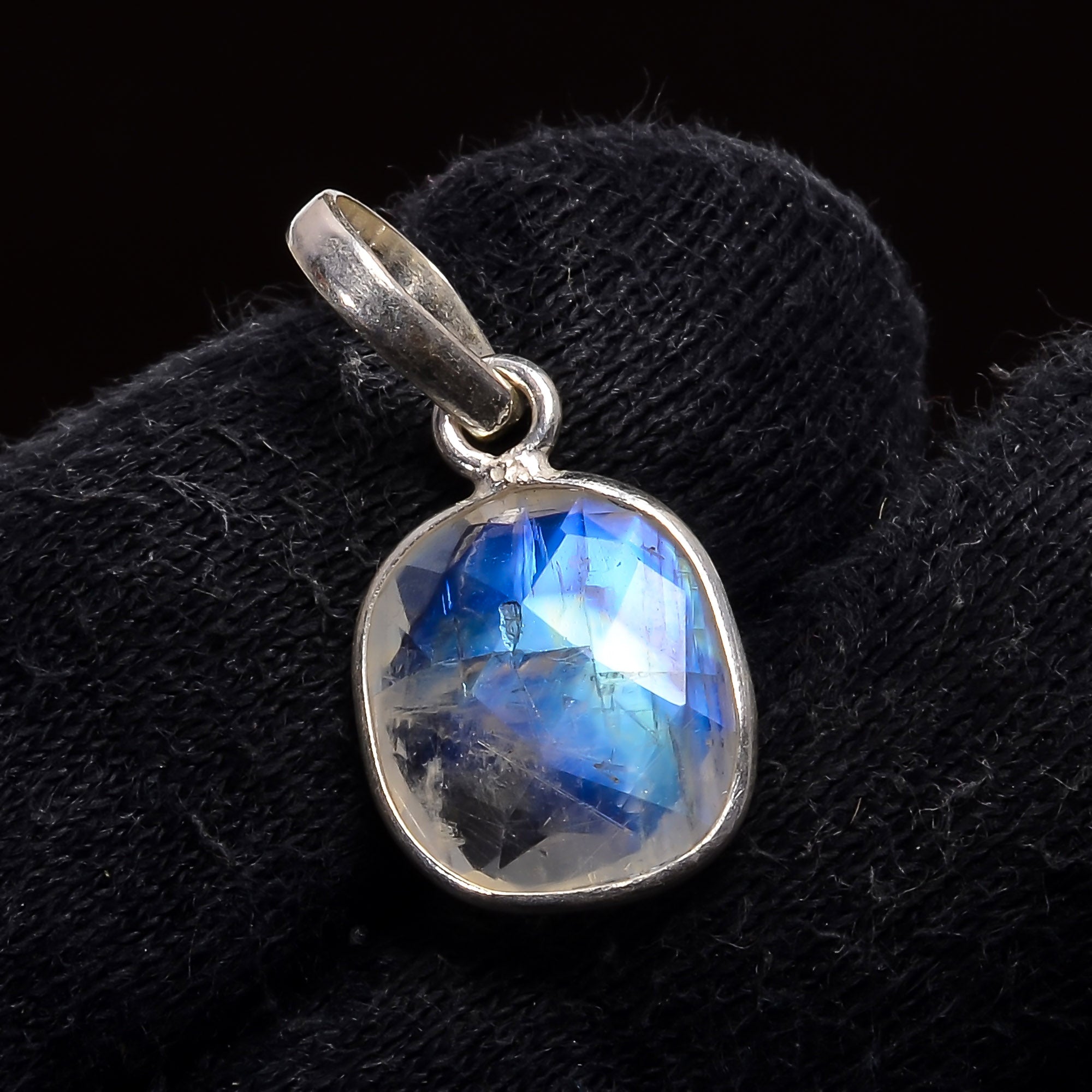 Natural Sky Blue Rainbow Moonstone Pendant Fine Gemstone Pendant 