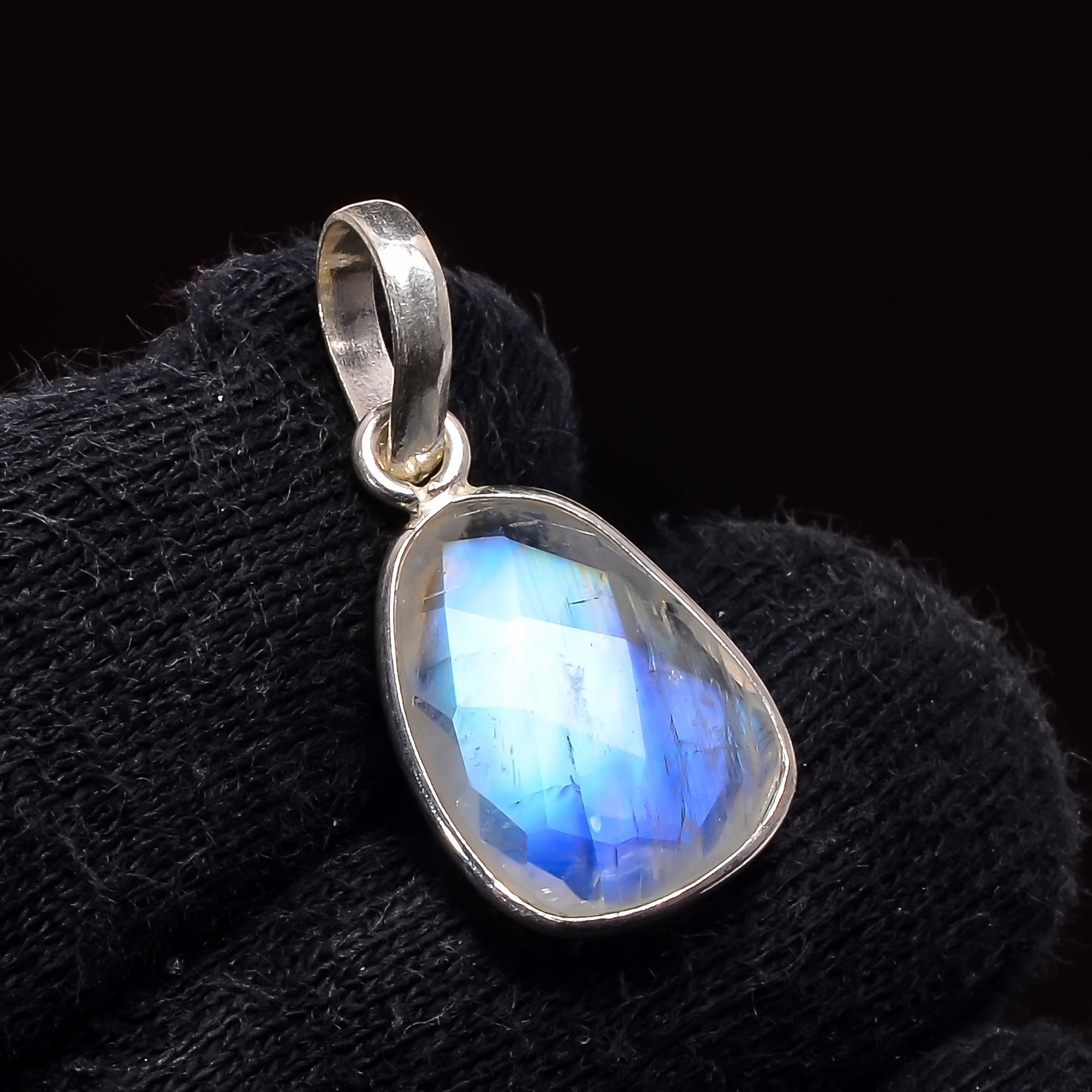 Natural Sky Blue Rainbow Moonstone Pendant Fine Gemstone Pendant 