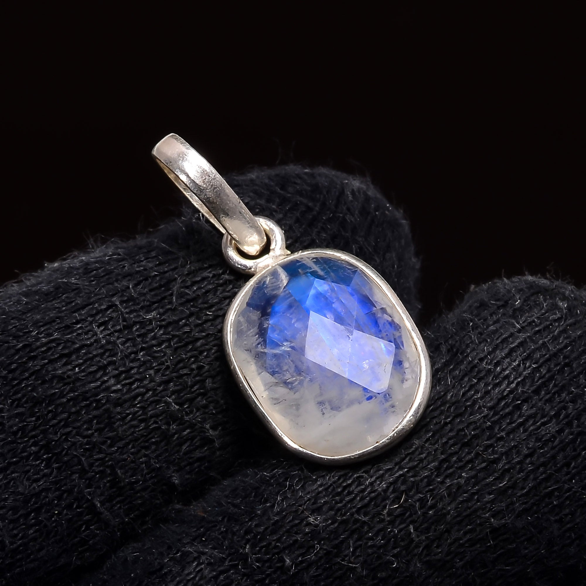 Natural Sky Blue Rainbow Moonstone Pendant Fine Gemstone Pendant 