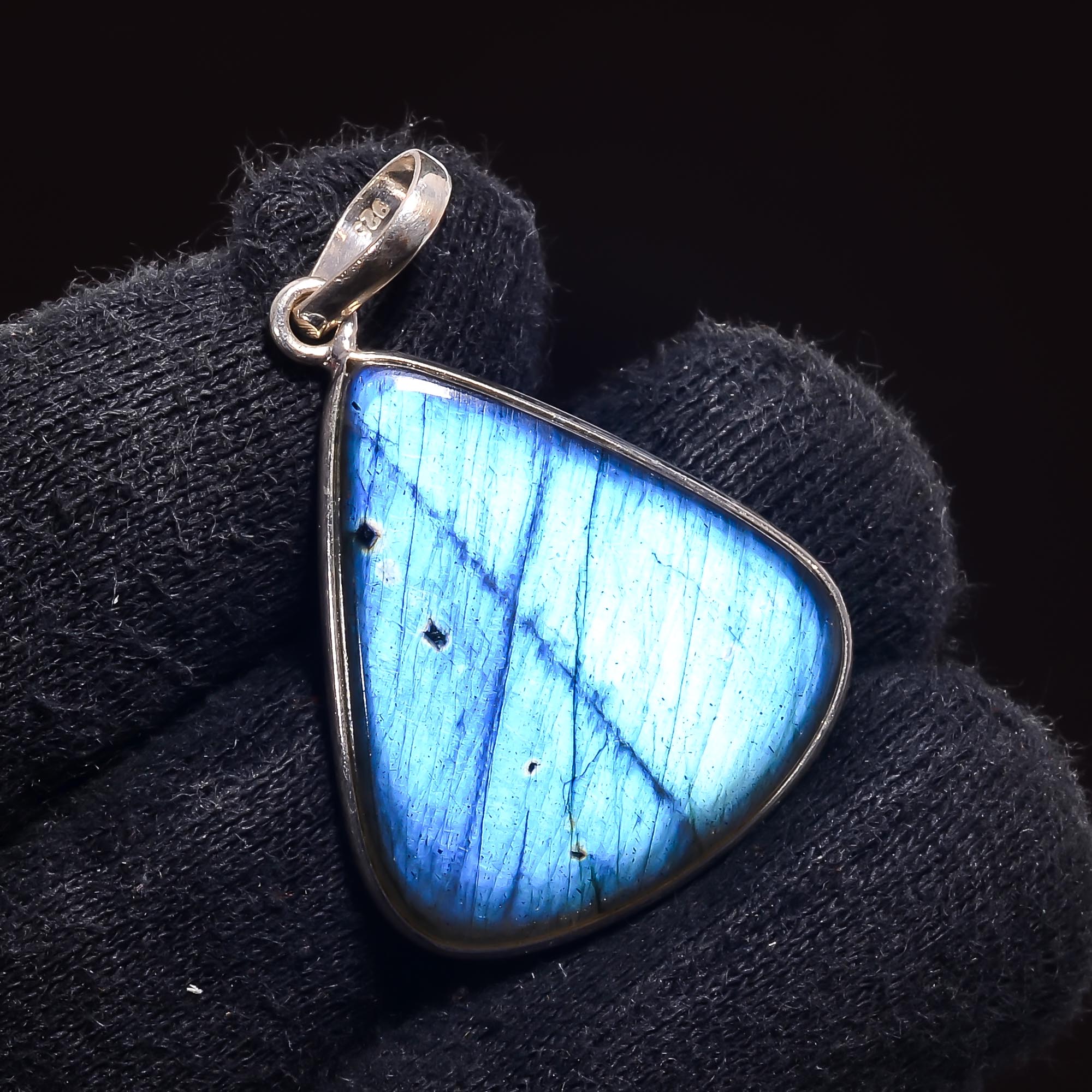 Natural Dark Gray Labradorite Pendant Fine Gemstone Pendant 