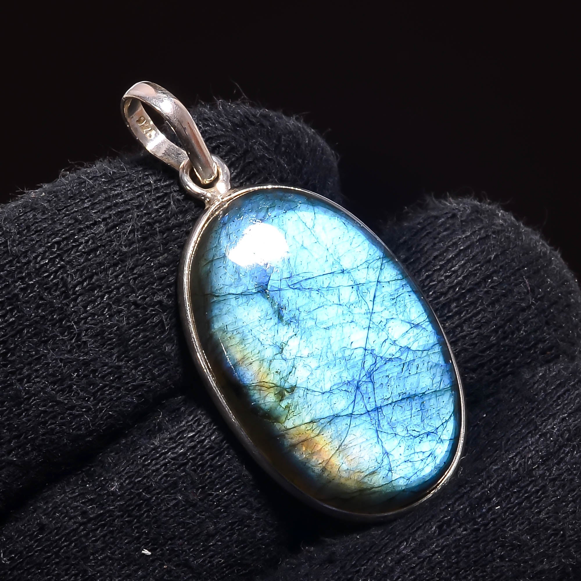 Natural Dark Gray Labradorite Pendant Fine Gemstone Pendant 