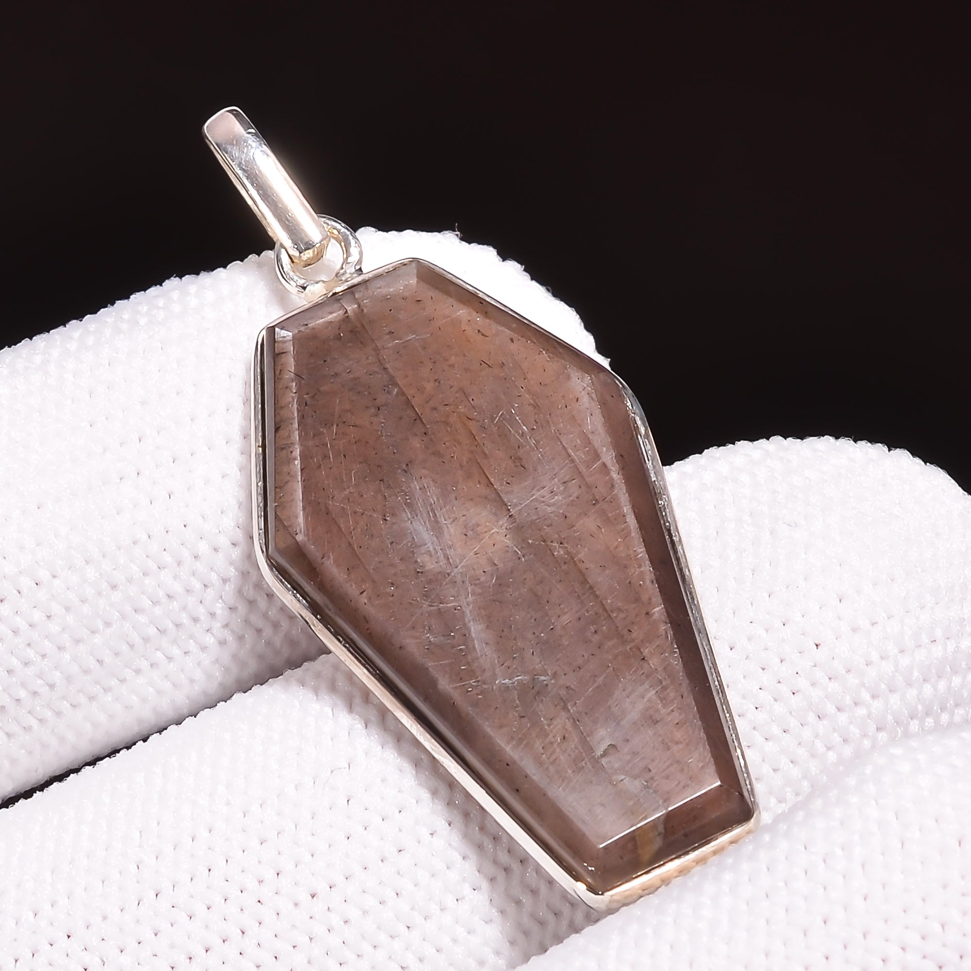 Natural Coffee Chocolate Moonstone Pendant Fine Gemstone Pendant 