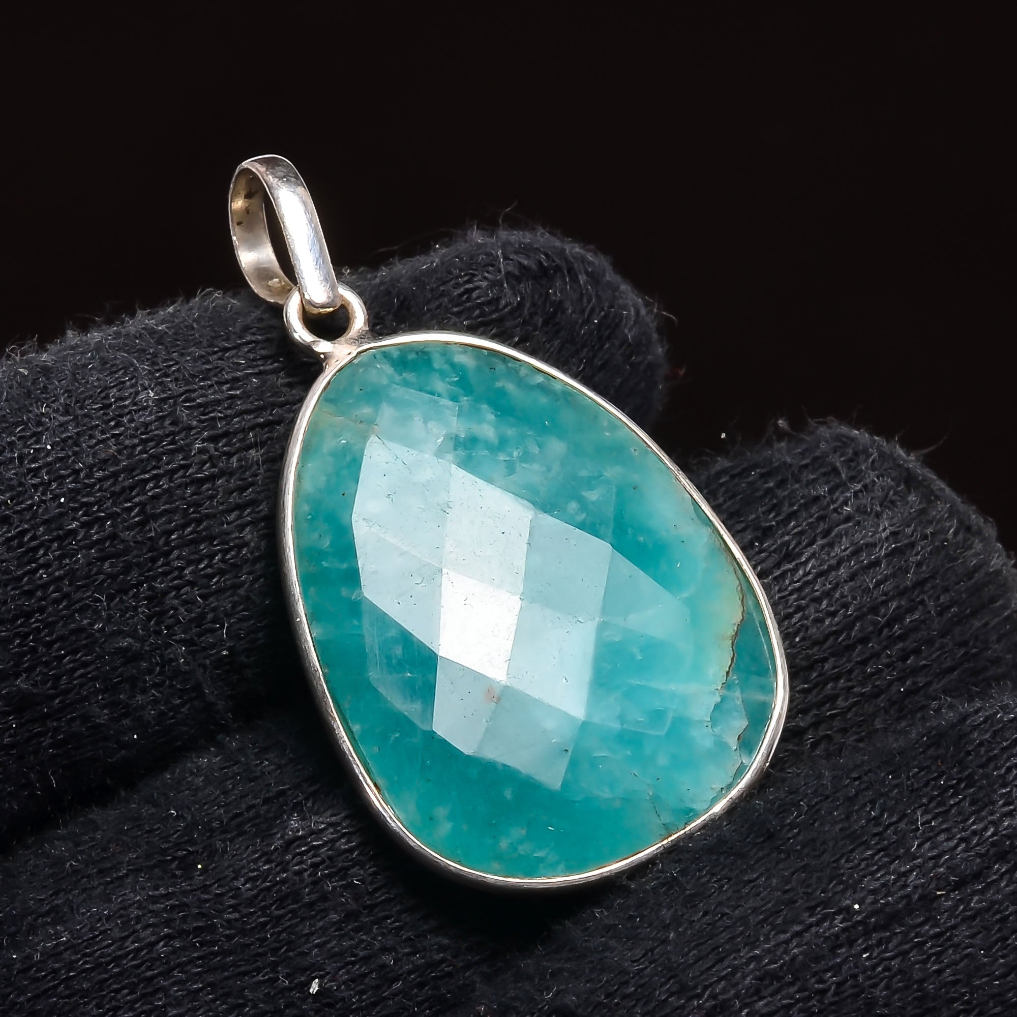 Natural Sky Blue Amazonite Pendant Fine Gemstone Pendant 