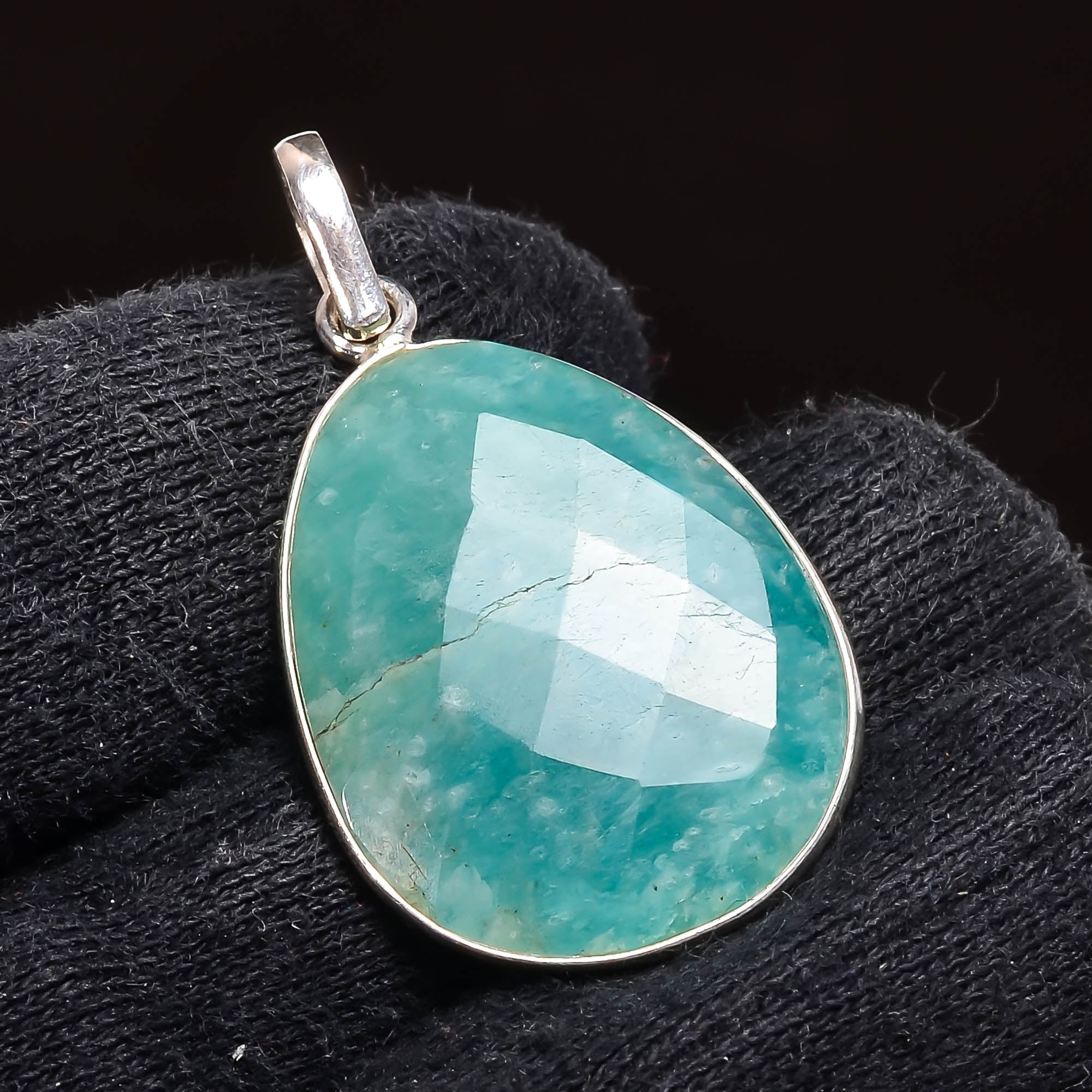 Natural Sky Blue Amazonite Pendant Fine Gemstone Pendant 