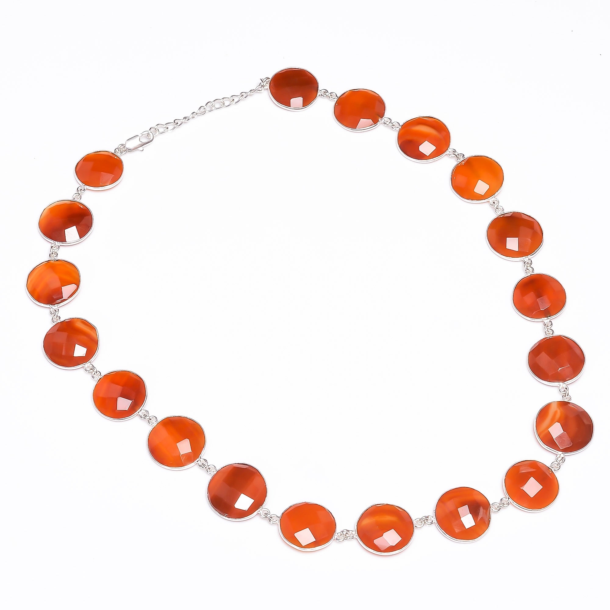 Natural Orange Carnelian Beaded Fine Gemstone Necklace 