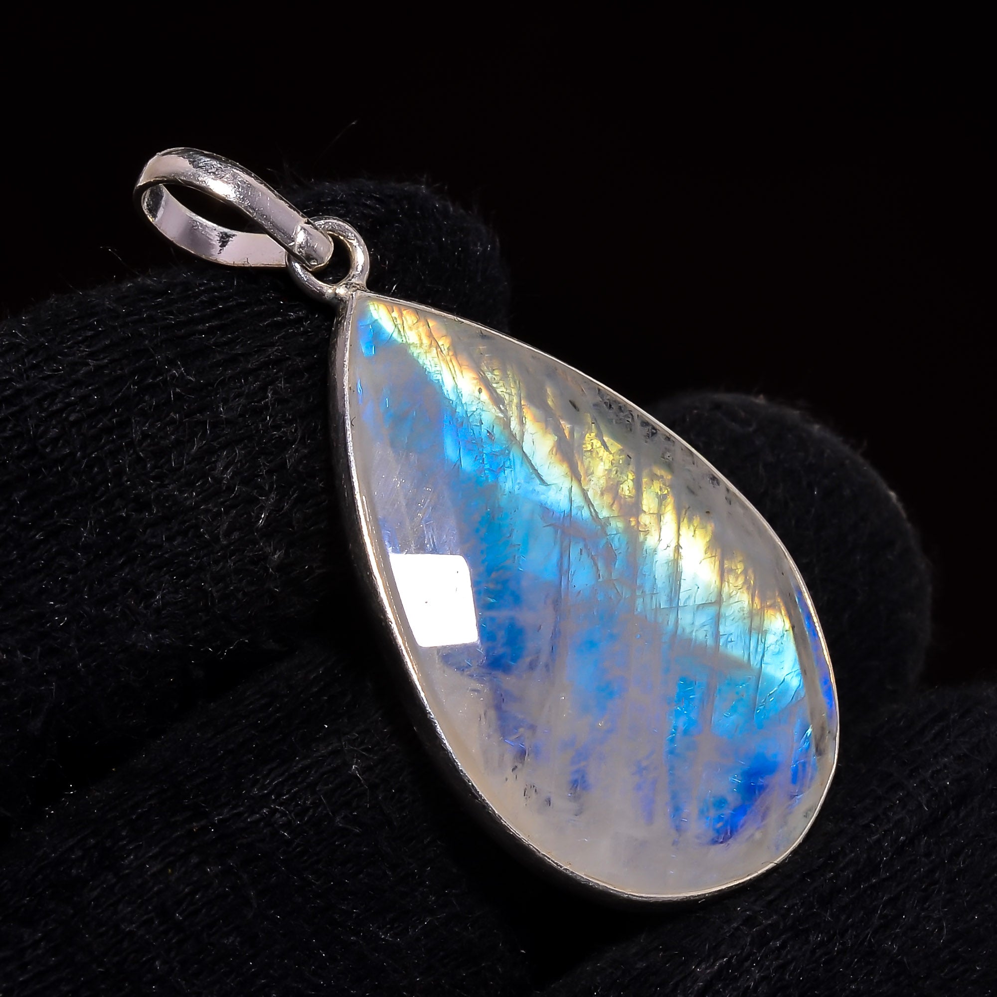 Natural Sky Blue Rainbow Moonstone Pendant Fine Gemstone Pendant 