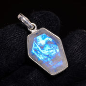 Natural Sky Blue Rainbow Moonstone Pendant Fine Gemstone Pendant 