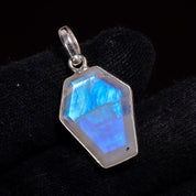 Natural Sky Blue Rainbow Moonstone Pendant Fine Gemstone Pendant 