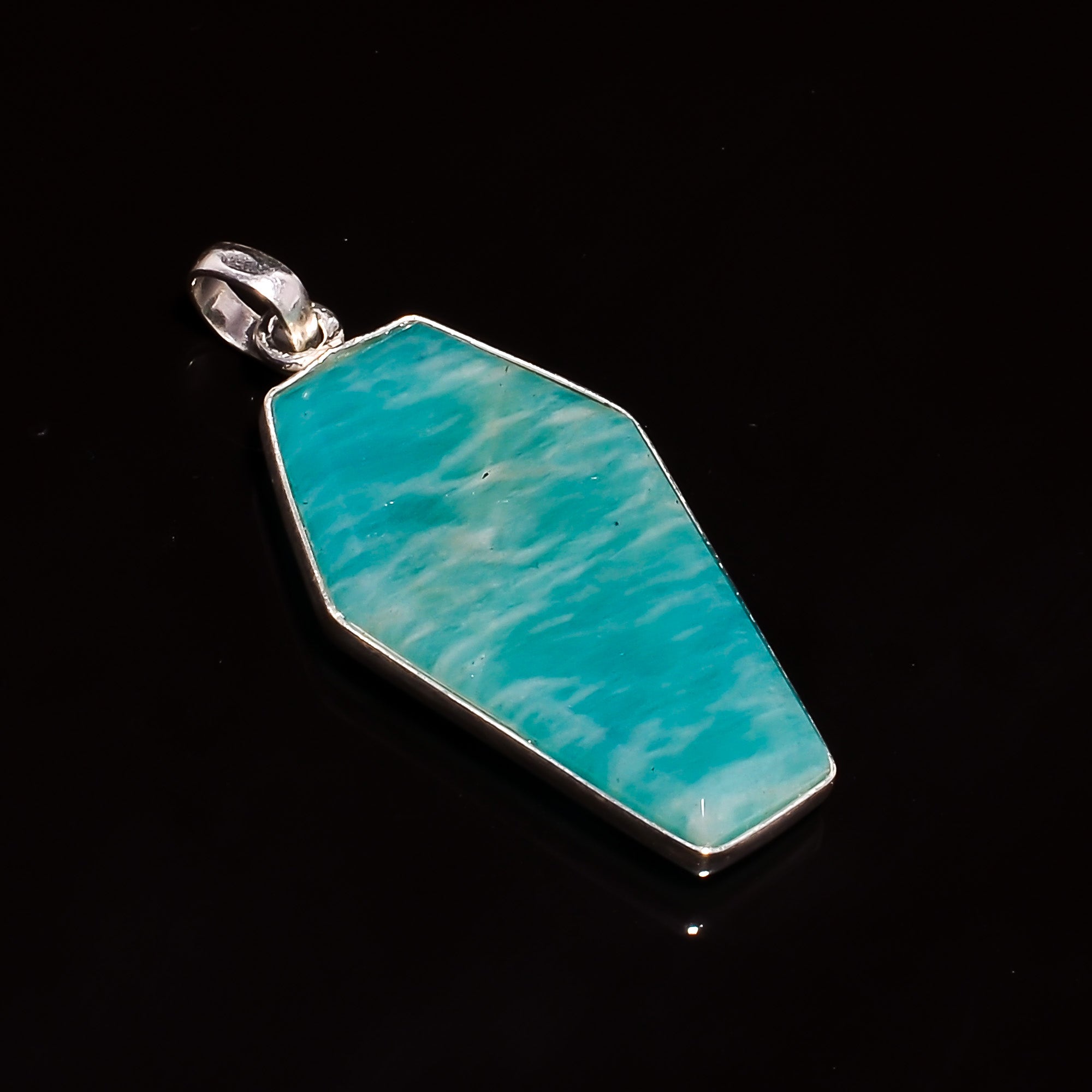 Natural Sky Blue Amazonite Pendant Fine Gemstone Pendant 