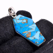 Natural Sky Blue Turquoise  Pendant Fine Gemstone Pendant 