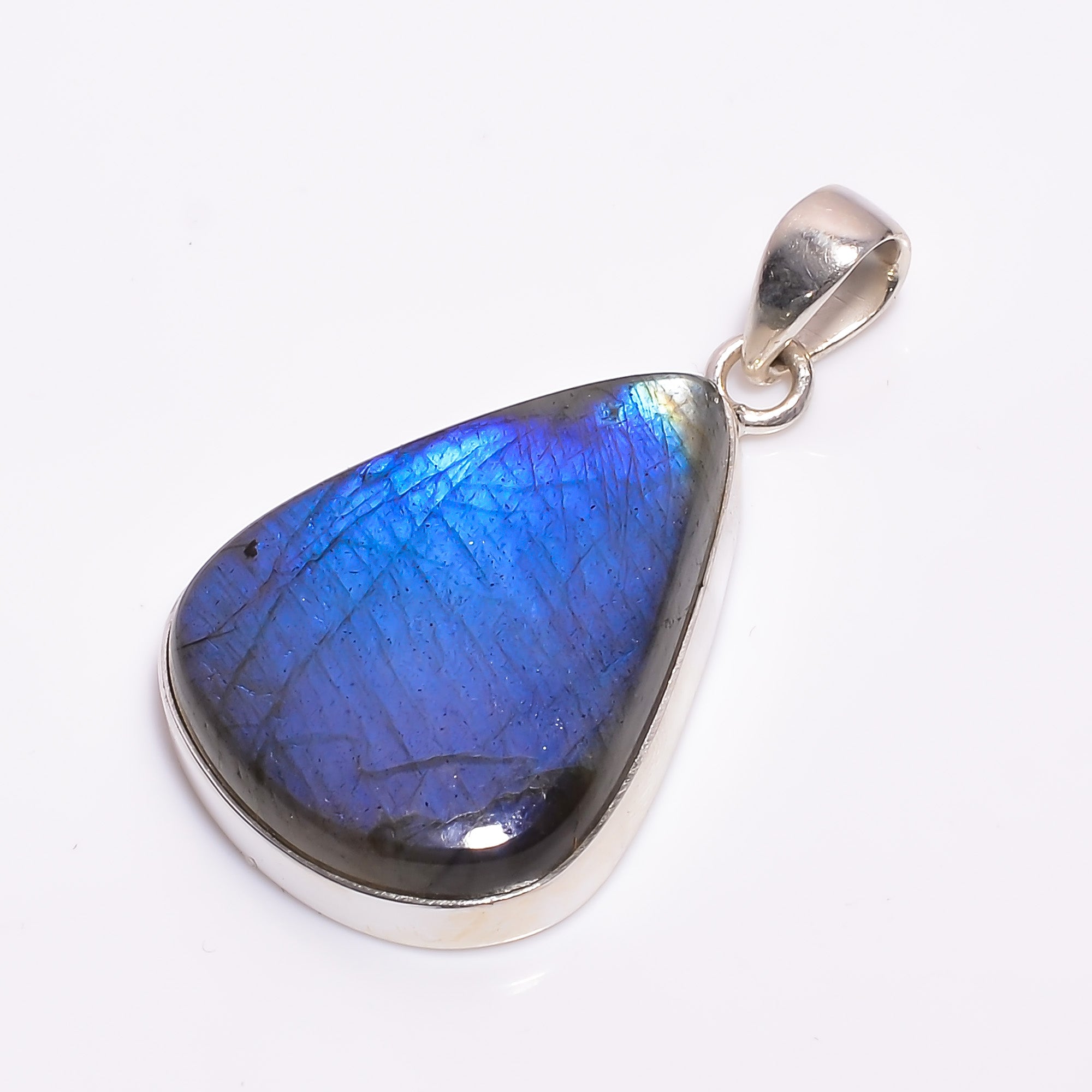 Natural Dark Gray Labradorite Pendant Fine Gemstone Pendant 