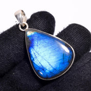 Natural Dark Gray Labradorite Pendant Fine Gemstone Pendant 