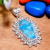 Natural Sky Blue Turquoise  Pendant Fine Gemstone Pendant 