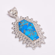 Natural Sky Blue Turquoise  Pendant Fine Gemstone Pendant 