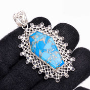 Natural Sky Blue Turquoise  Pendant Fine Gemstone Pendant 