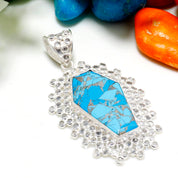 Natural Sky Blue Turquoise  Pendant Fine Gemstone Pendant 